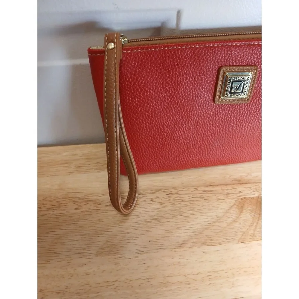 Stone Mountain Clutch Red Bag‎ Brown Handle Toiletry Bag Makeup Bag Cosmetic Bag